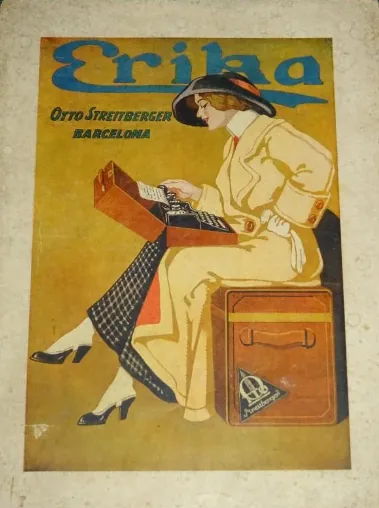 Clic para ampliar fotografía Portada del catálogo de la máquina de escribir portátil Erika — Otto Streitberger, Barcelona